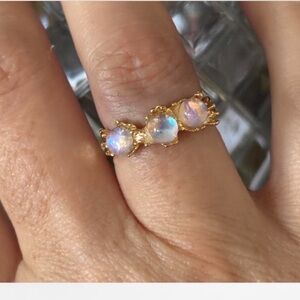 ❗️10 For $13❗️Faux Moonstone Open ,Adjustable Ring 5